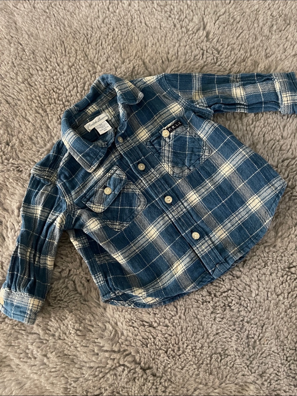 Ralph Lauren Blue and White Plaid Button-Down Shirt